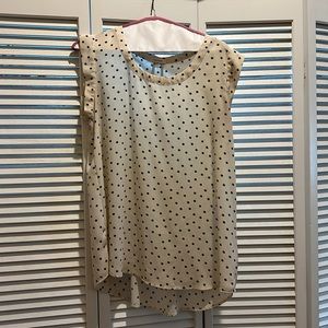 Pleione size small Ivory and black polkadot blouse.